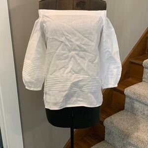 Ann Taylor 💯 linen white top. Wild West Whites. Summer linen size XSP. Petites